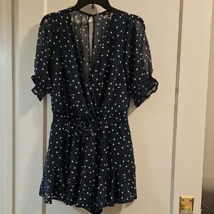 NWT. Trixxi Navy and White Romper. Size L.